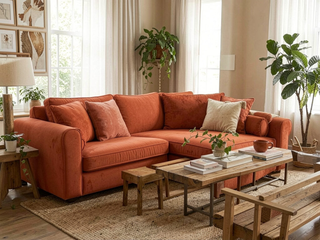 warna kain sofa terracota minimalis